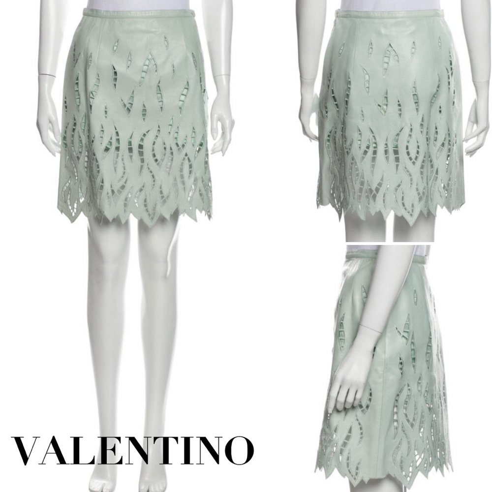 🚫SOLD🚫 Vintage Valentino Lamb Leather & Silk Skirt EUC